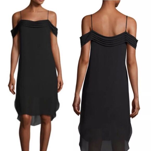 Alexander Wang Womens Black Silk off the shoulder Sleeveless Shift Dress Size 10 - Picture 1 of 11